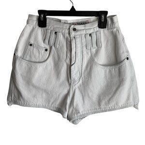 ZENA 1990s White High Rise Button Down Vintage Denim Shorts Size 25